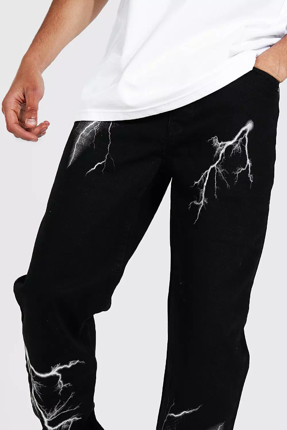 Tall Relaxed Fit Lightning Print Jeans